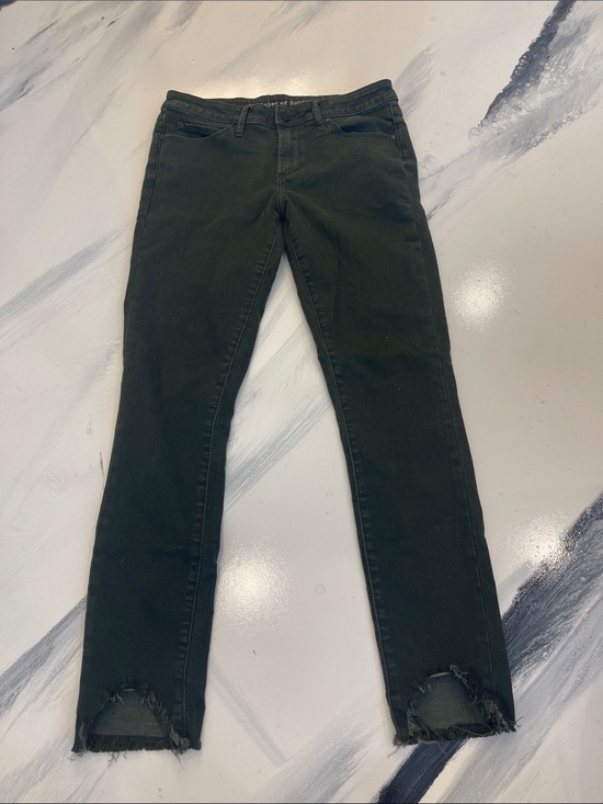 Articles Of Society Denim - Articles Of Society Dark Green Skinny Jeans with Frayed Ankles
